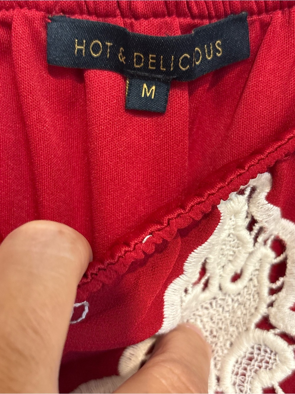 Hot & Delicious Women’s Medium Burgundy Red Embroidered Lace Boho Mini Dress - Picture 3 of 5